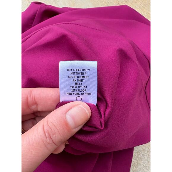 New NWT Milly Mila Cady Butterfly Sleeve Keyhole Knee Length Dress - Berry - 2 - Picture 9 of 11